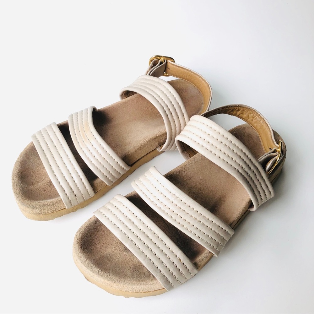 A.P.C Quilted Top Stitch Ivory Leather Sandals